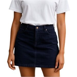 TOMMY HILFIGER Corduroy Mini Skirt Navy Blue Preppy Academia Y2K Size 10